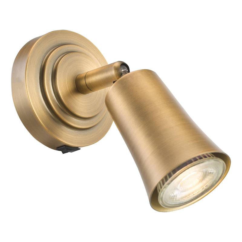 Dar Lighting Jedrek Single Spotlight Aged Brass • JED0742