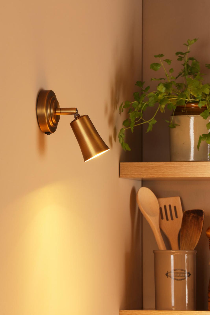 Dar Lighting Jedrek Single Spotlight Aged Brass • JED0742