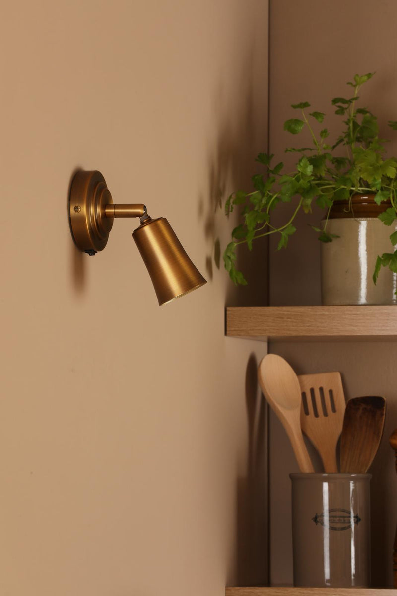 Dar Lighting Jedrek Single Spotlight Aged Brass • JED0742