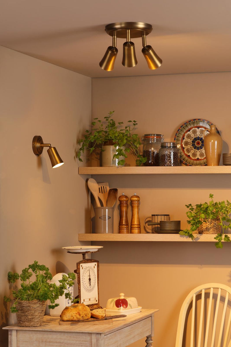 Dar Lighting Jedrek Single Spotlight Aged Brass • JED0742