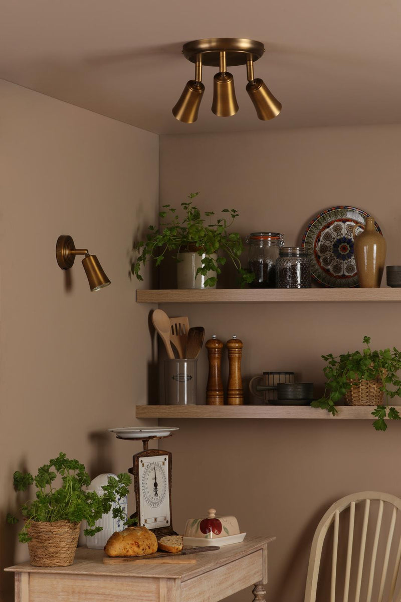 Dar Lighting Jedrek Single Spotlight Aged Brass • JED0742