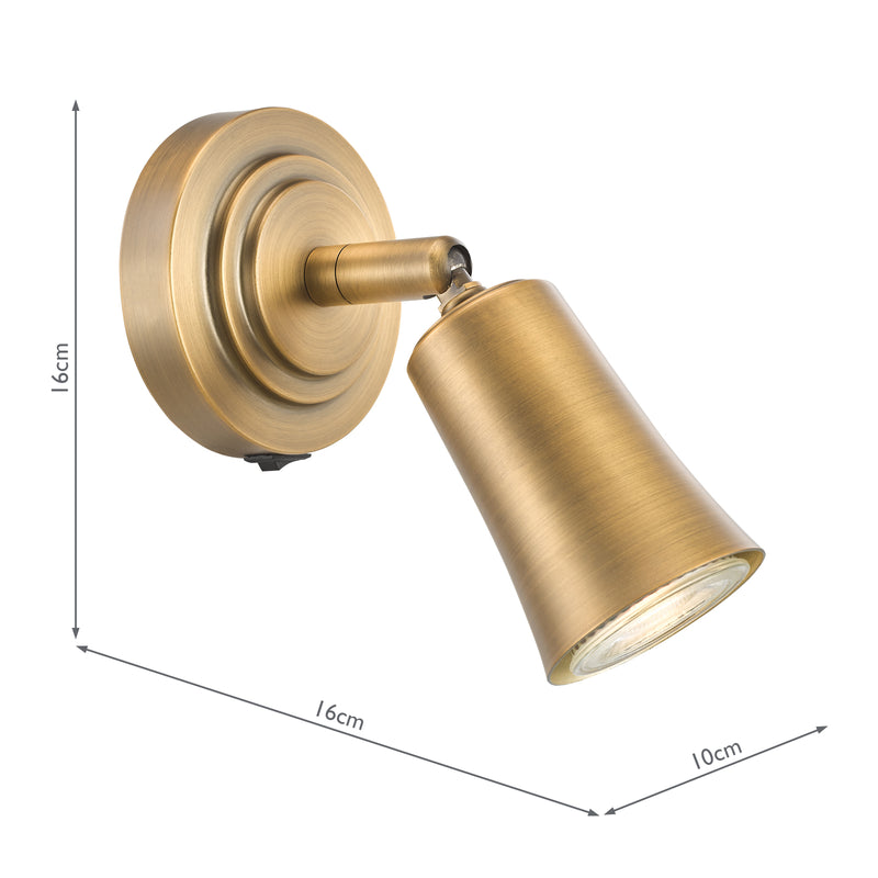 Dar Lighting Jedrek Single Spotlight Aged Brass • JED0742