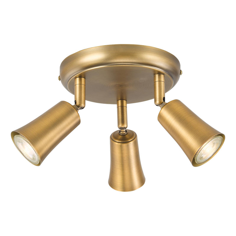 Dar Lighting Jedrek 3 Light Single Spotlight Aged Brass • JED7642