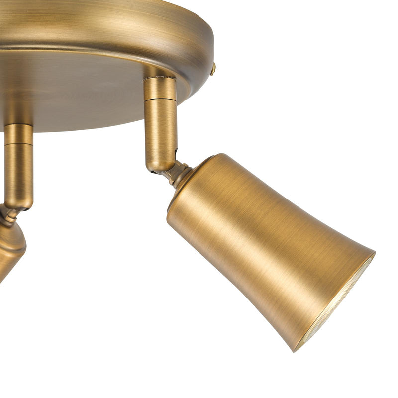 Dar Lighting Jedrek 3 Light Single Spotlight Aged Brass • JED7642