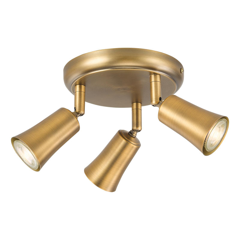 Dar Lighting Jedrek 3 Light Single Spotlight Aged Brass • JED7642