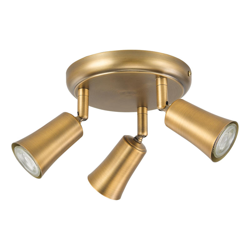 Dar Lighting Jedrek 3 Light Single Spotlight Aged Brass • JED7642