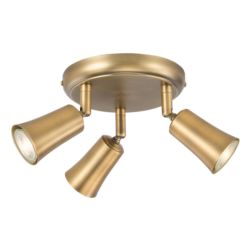 Dar Lighting Jedrek 3 Light Single Spotlight Aged Brass • JED7642