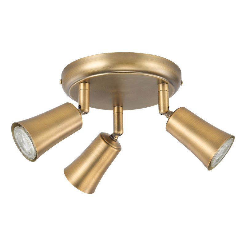 Dar Lighting Jedrek 3 Light Single Spotlight Aged Brass • JED7642