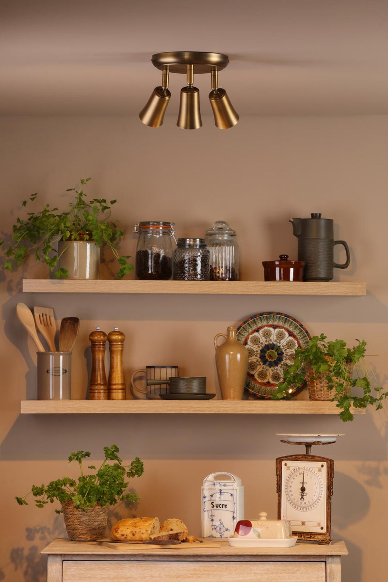 Dar Lighting Jedrek 3 Light Single Spotlight Aged Brass • JED7642
