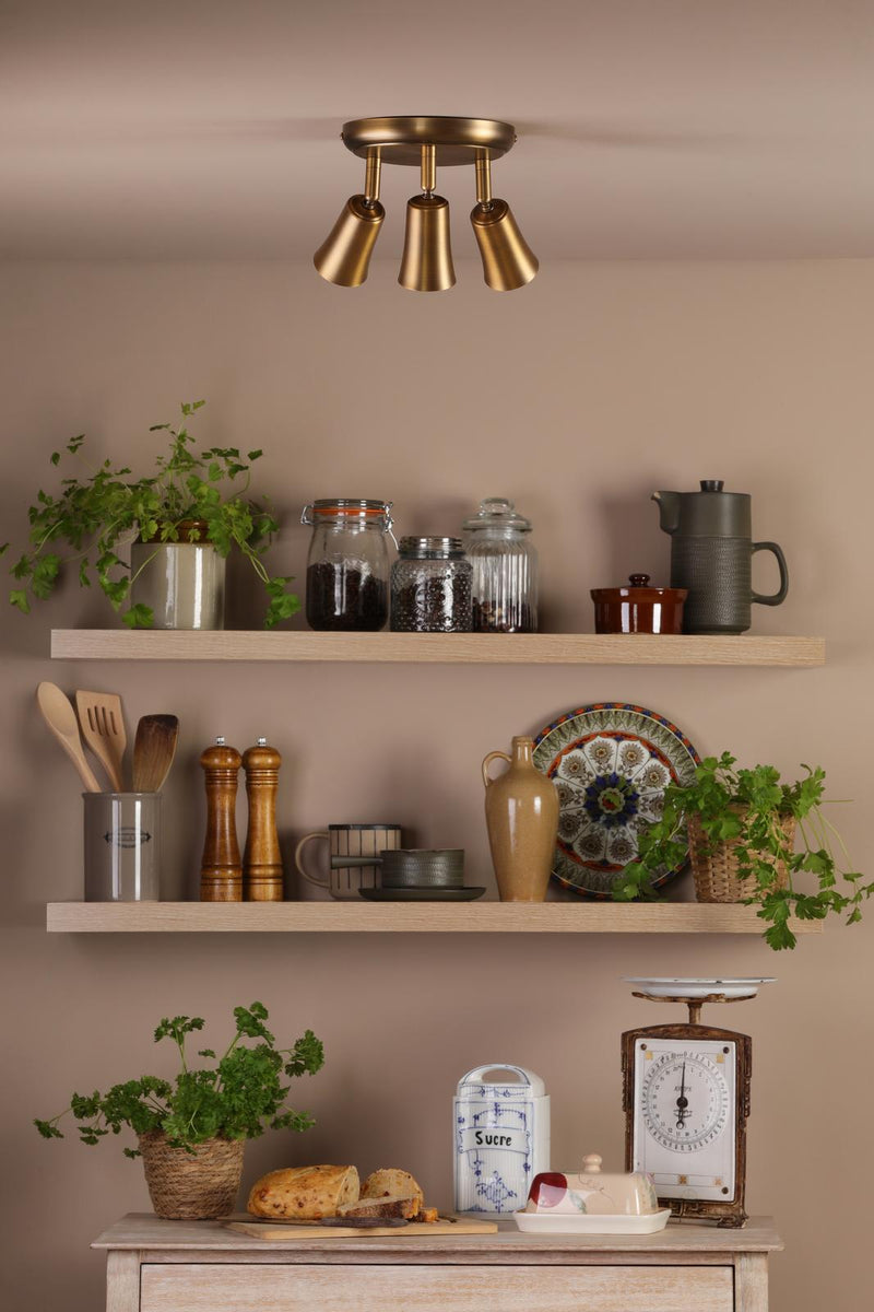 Dar Lighting Jedrek 3 Light Single Spotlight Aged Brass • JED7642
