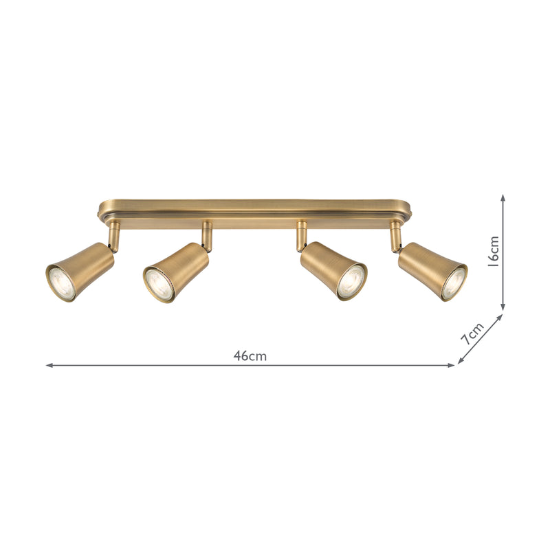 Dar Lighting Jedrek 4 Light Bar Spotlight Aged Brass • JED8442