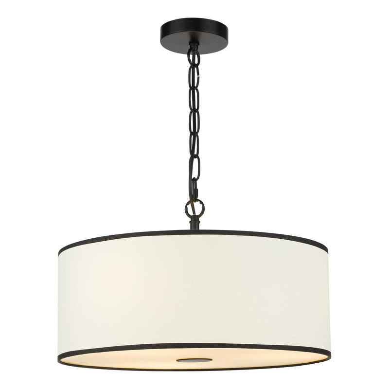 Dar Lighting Jemima 3 Light Pendant White and Matt Black With Shade • JEM0322