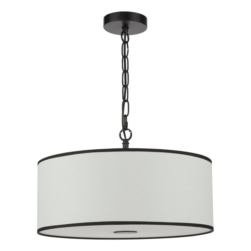 Dar Lighting Jemima 3 Light Pendant White and Matt Black With Shade • JEM0322