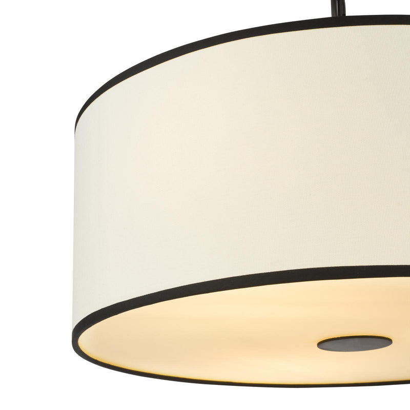 Dar Lighting Jemima 3 Light Pendant White and Matt Black With Shade • JEM0322