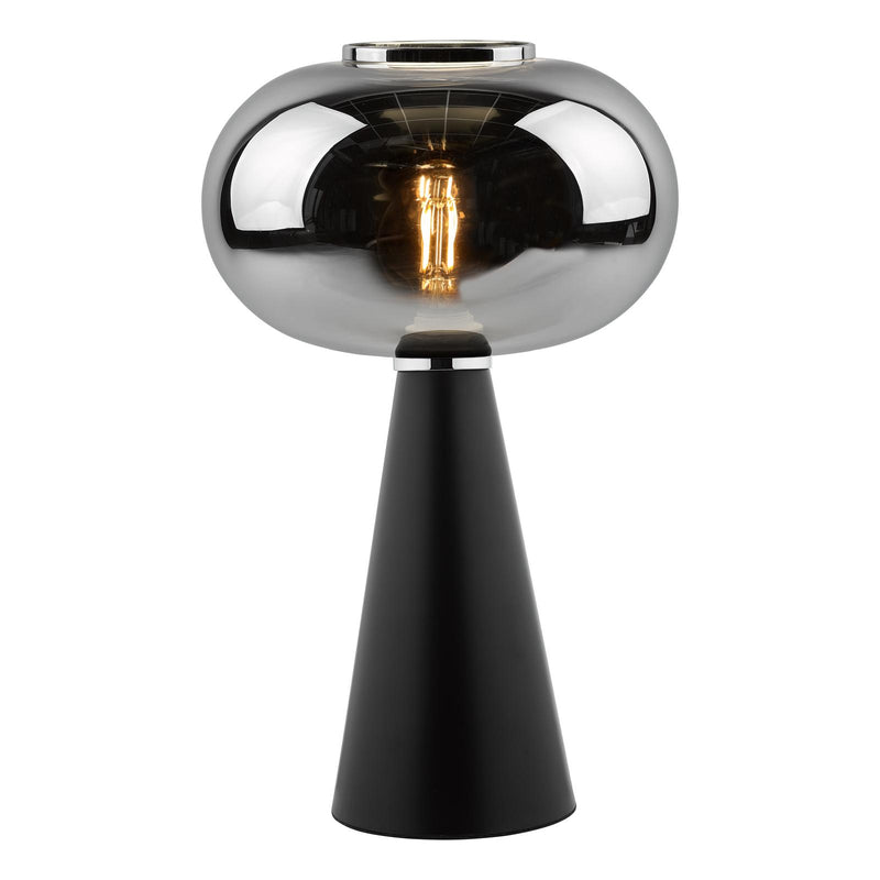 Dar Lighting Jensen Table Lamp Smoked Glass Satin Black  • JEN4222