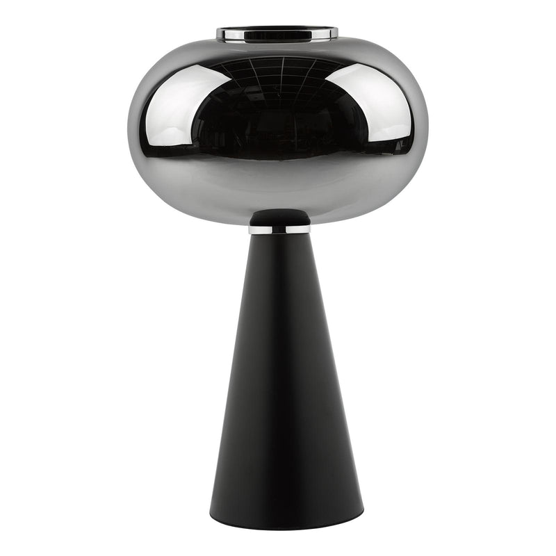 Dar Lighting Jensen Table Lamp Smoked Glass Satin Black  • JEN4222