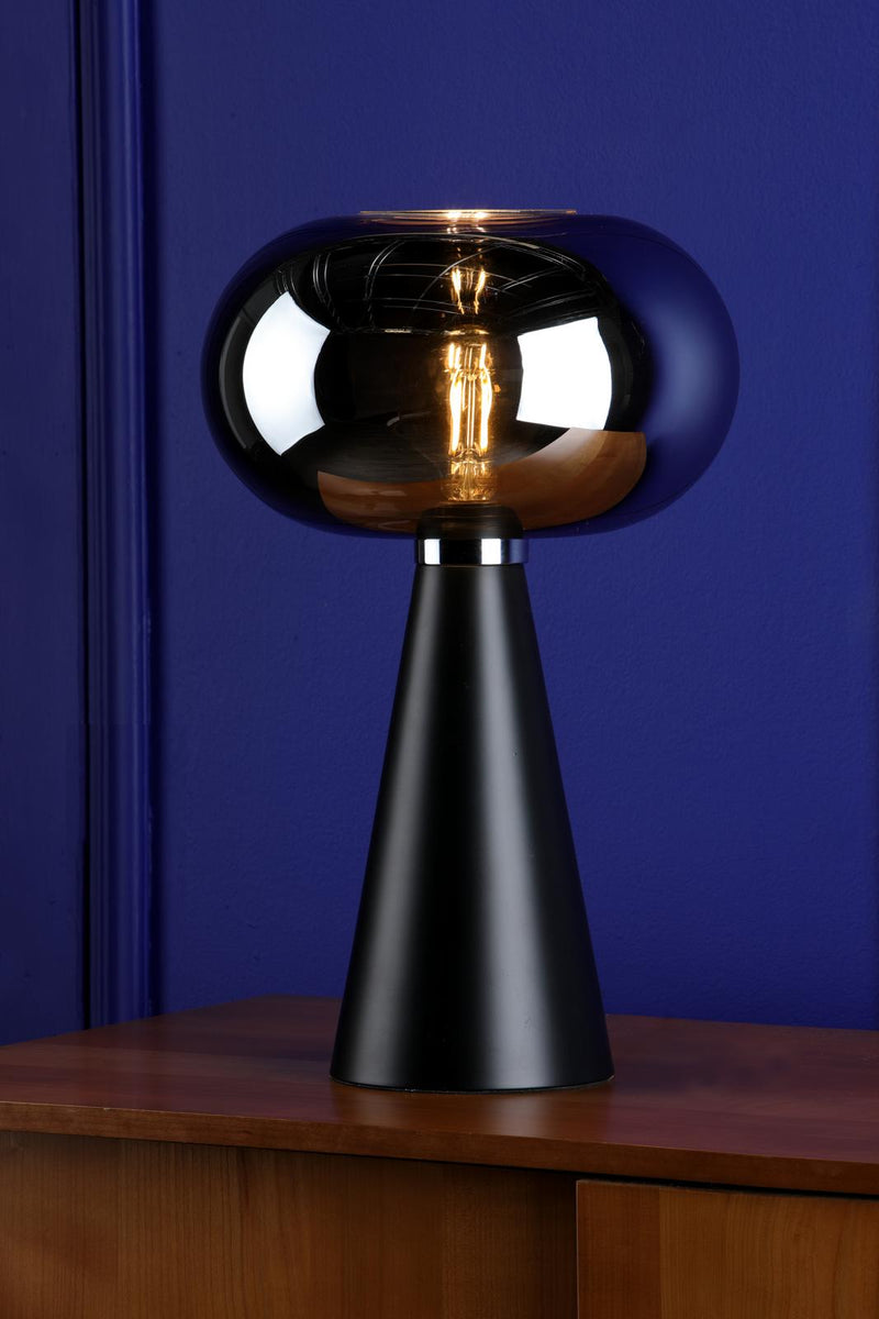 Dar Lighting Jensen Table Lamp Smoked Glass Satin Black  • JEN4222