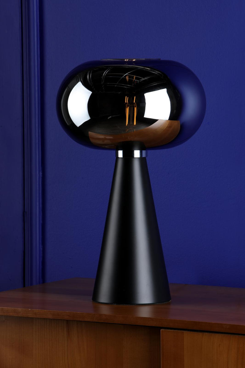 Dar Lighting Jensen Table Lamp Smoked Glass Satin Black  • JEN4222