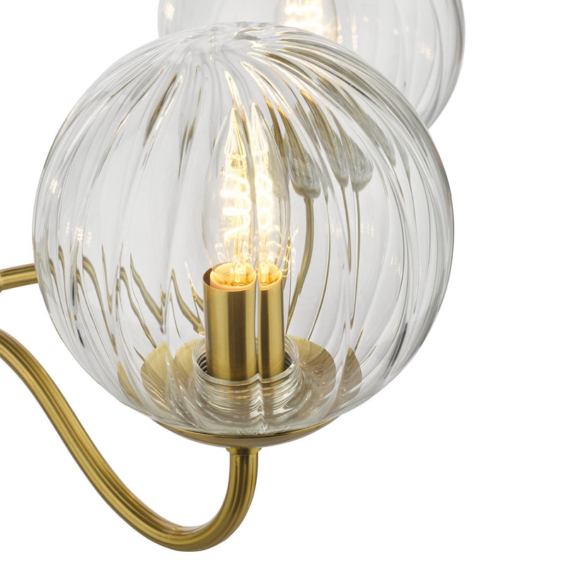 Dar Lighting Jocelyn 5 Light Armed Pendant Natural Brass and Glass • JOC0542