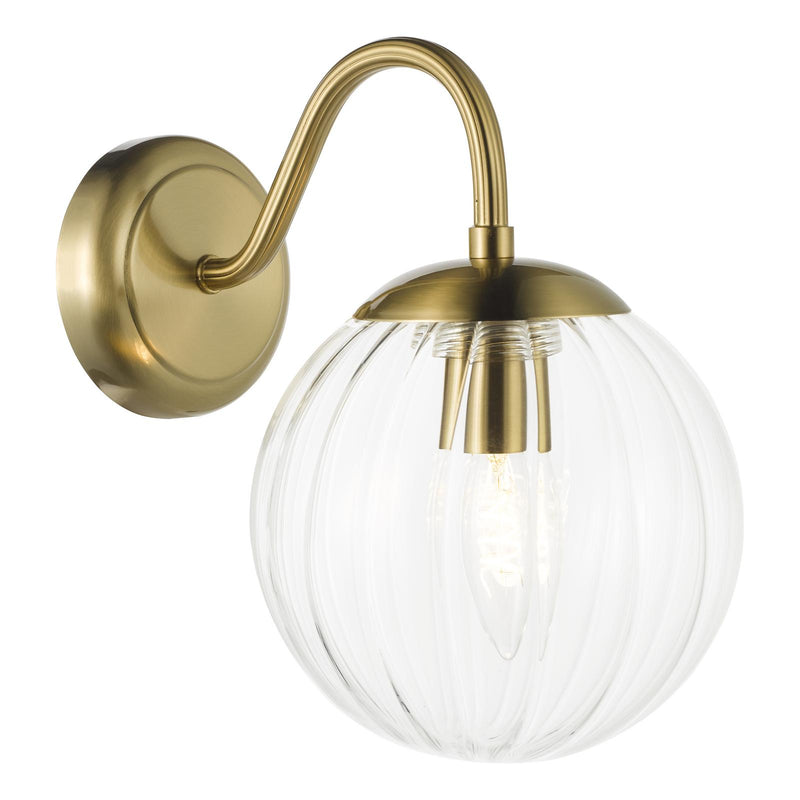 Dar Lighting Jocelyn Wall Light Natural Brass and Glass • JOC0742