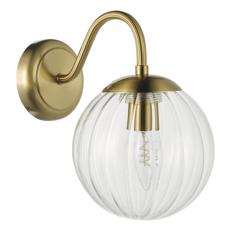 Dar Lighting Jocelyn Wall Light Natural Brass and Glass • JOC0742