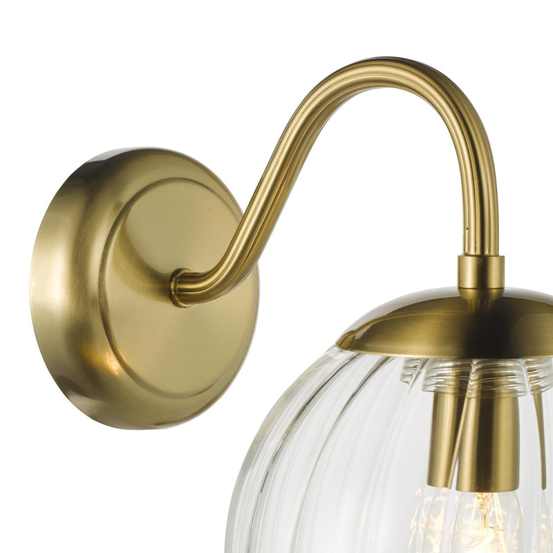 Dar Lighting Jocelyn Wall Light Natural Brass and Glass • JOC0742