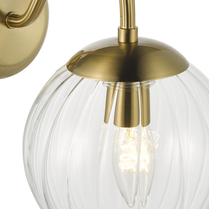Dar Lighting Jocelyn Wall Light Natural Brass and Glass • JOC0742