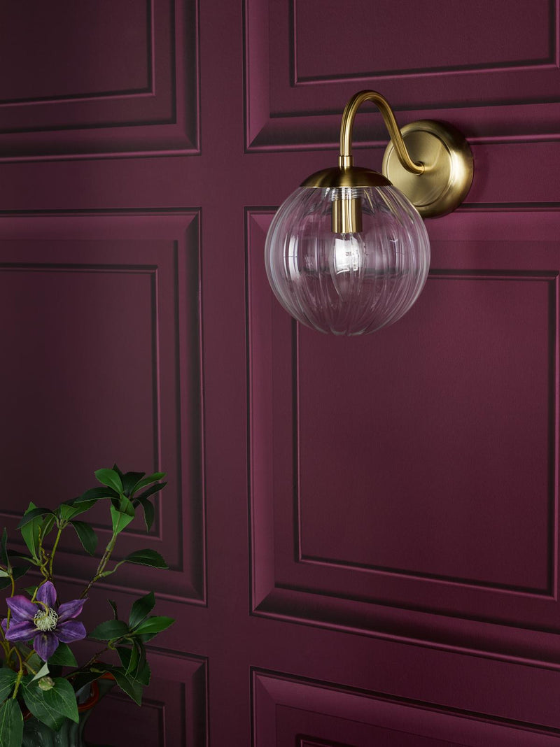 Dar Lighting Jocelyn Wall Light Natural Brass and Glass • JOC0742