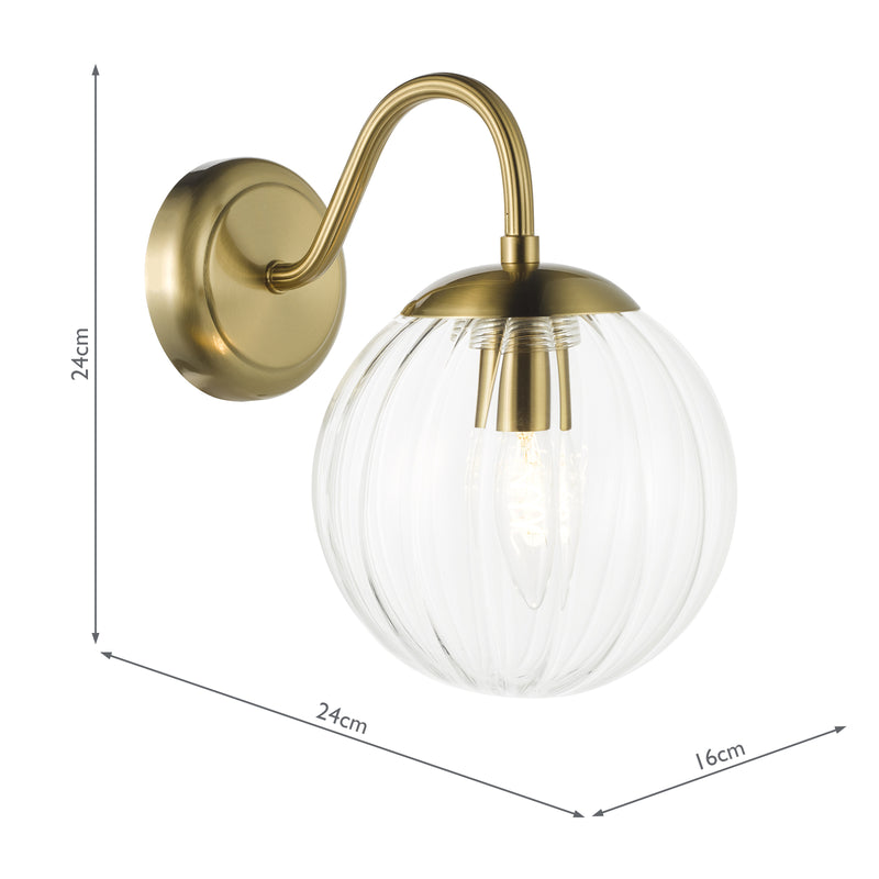 Dar Lighting Jocelyn Wall Light Natural Brass and Glass • JOC0742