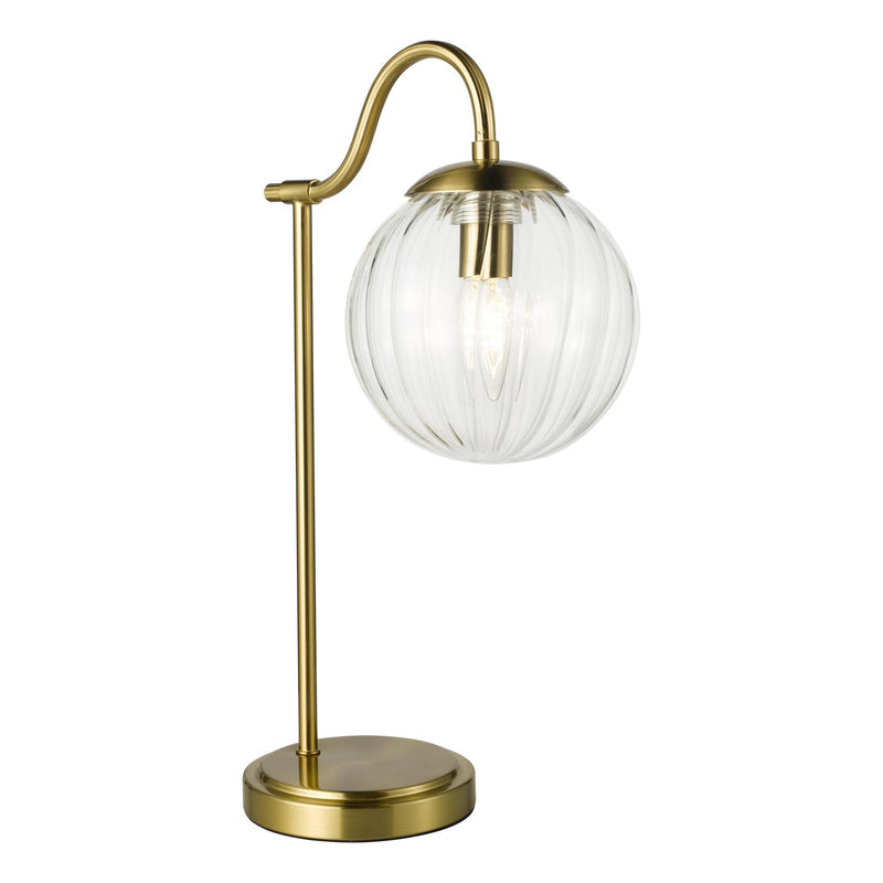 Dar Lighting Jocelyn Table Lamp Natural Brass and Glass • JOC4242