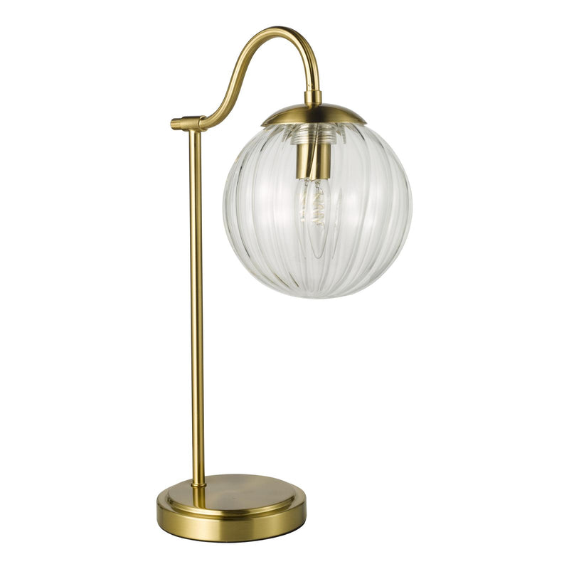 Dar Lighting Jocelyn Table Lamp Natural Brass and Glass • JOC4242