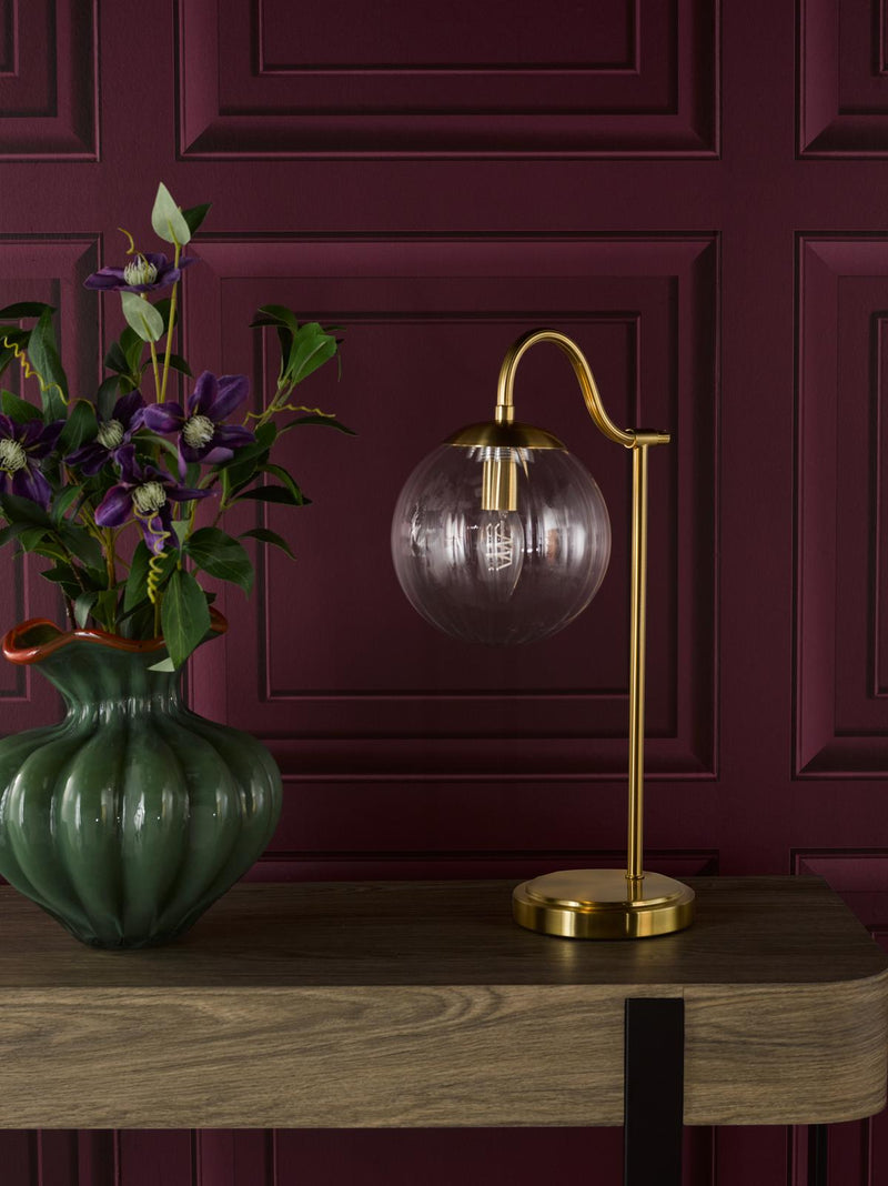 Dar Lighting Jocelyn Table Lamp Natural Brass and Glass • JOC4242