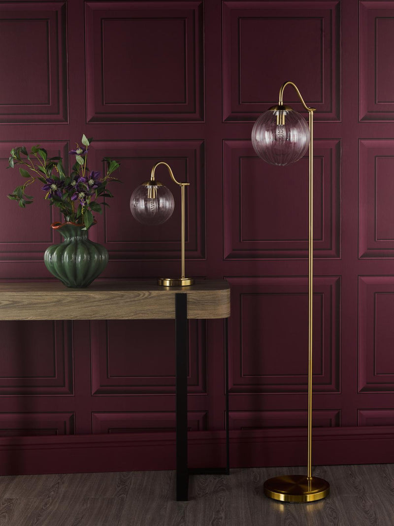 Dar Lighting Jocelyn Table Lamp Natural Brass and Glass • JOC4242