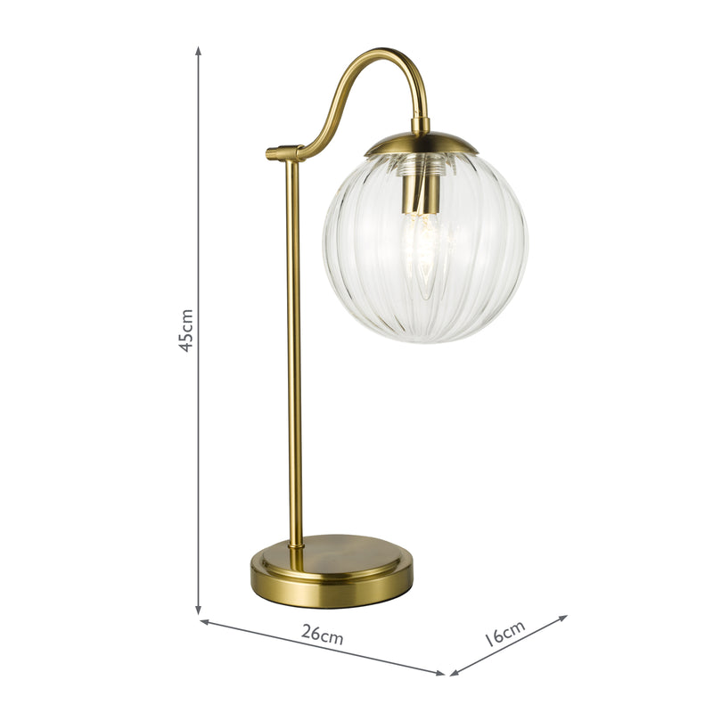 Dar Lighting Jocelyn Table Lamp Natural Brass and Glass • JOC4242