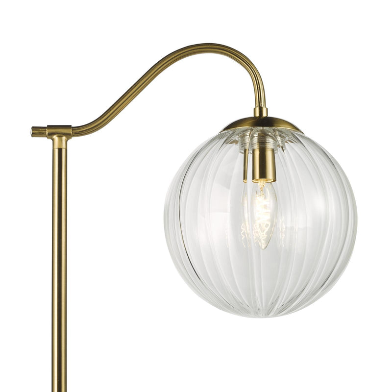 Dar Lighting Jocelyn Floor Lamp Natural Brass and Glass • JOC4942