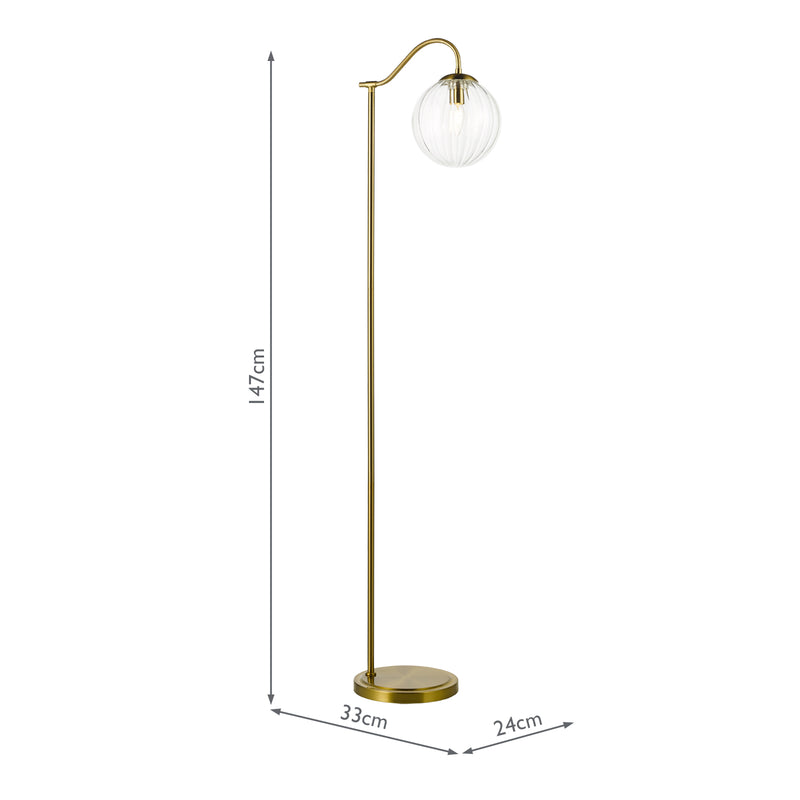 Dar Lighting Jocelyn Floor Lamp Natural Brass and Glass • JOC4942