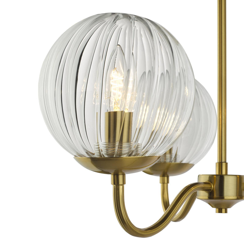 Dar Lighting Jocelyn 3 Light Semi-Flush Natural Brass and Glass • JOC5342