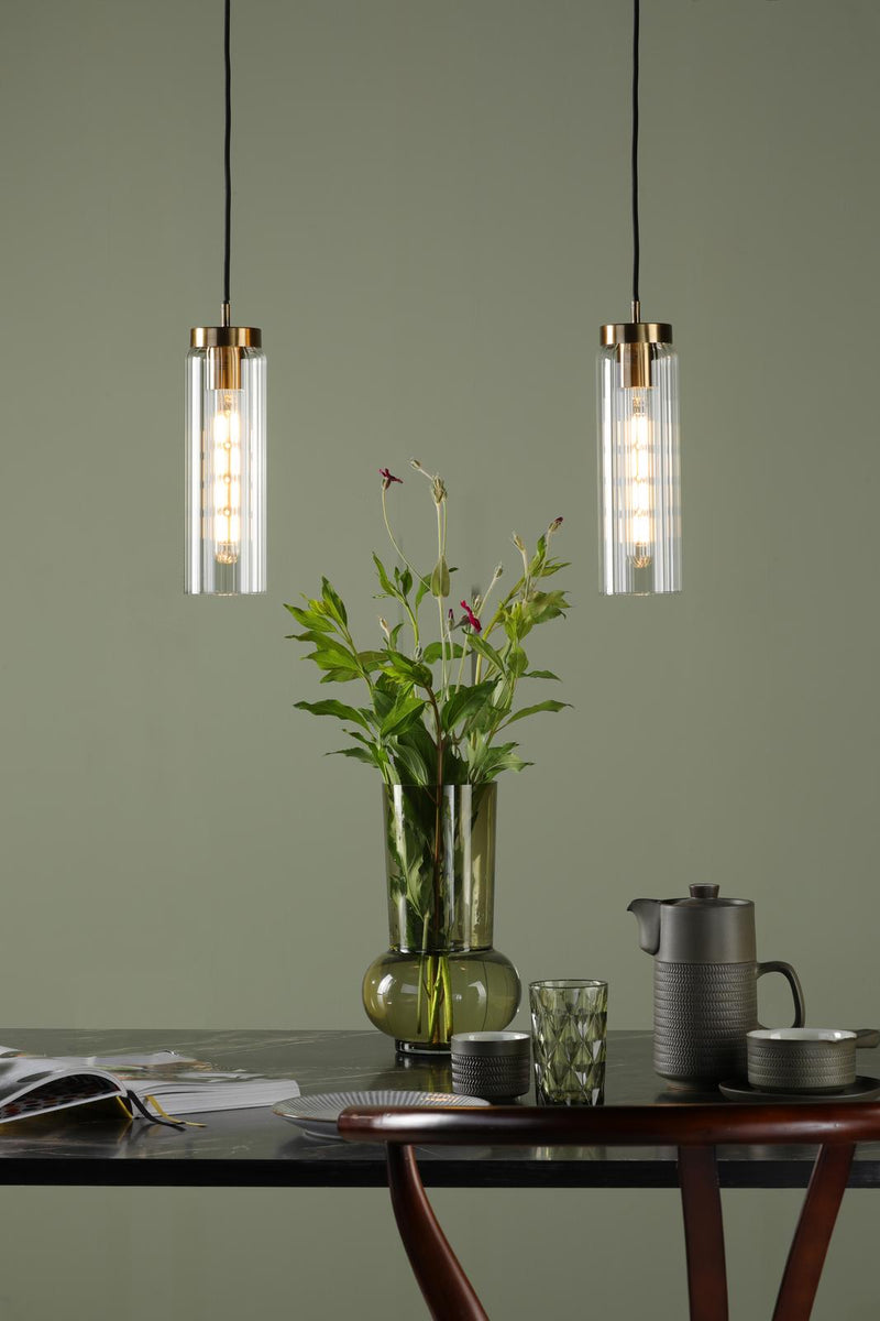 Dar Lighting Jodelle Pendant Polished Bronze and Glass • JOD0163