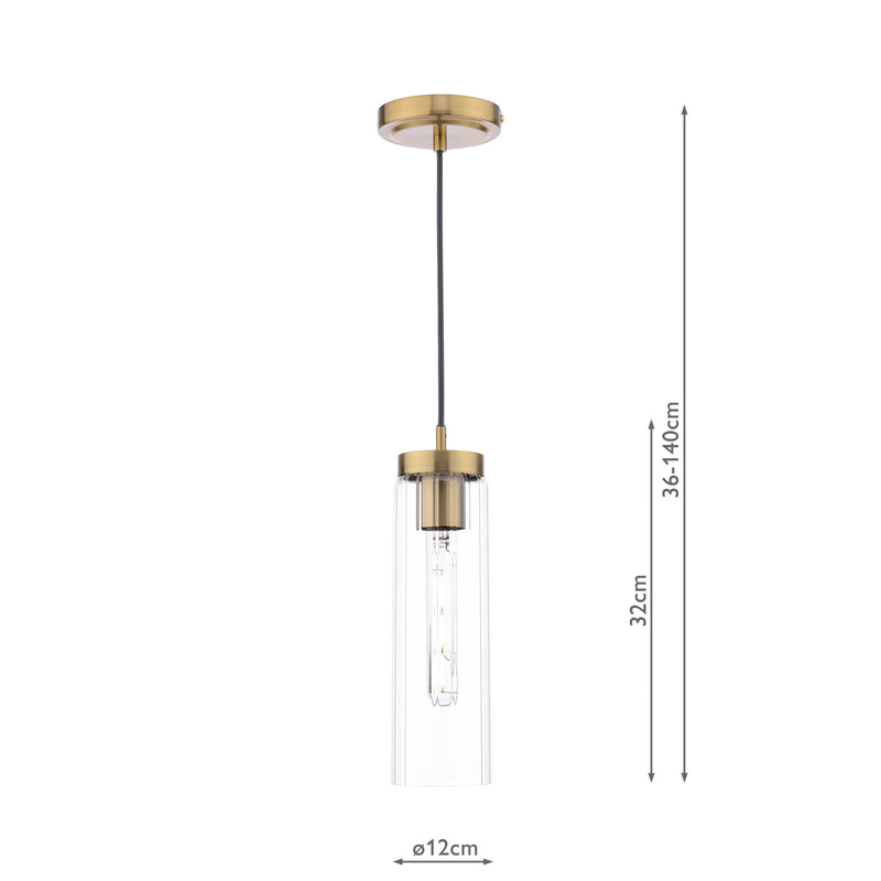Dar Lighting Jodelle Pendant Polished Bronze and Glass • JOD0163