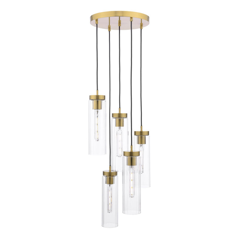 Dar Lighting Jodelle 5 Light Cluster Pendant Polished Bronze and Glass • JOD0563