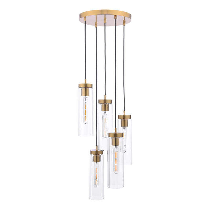 Dar Lighting Jodelle 5 Light Cluster Pendant Polished Bronze and Glass • JOD0563
