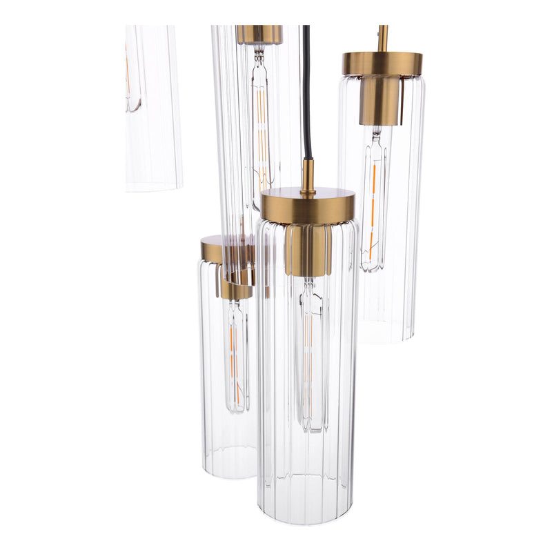 Dar Lighting Jodelle 5 Light Cluster Pendant Polished Bronze and Glass • JOD0563