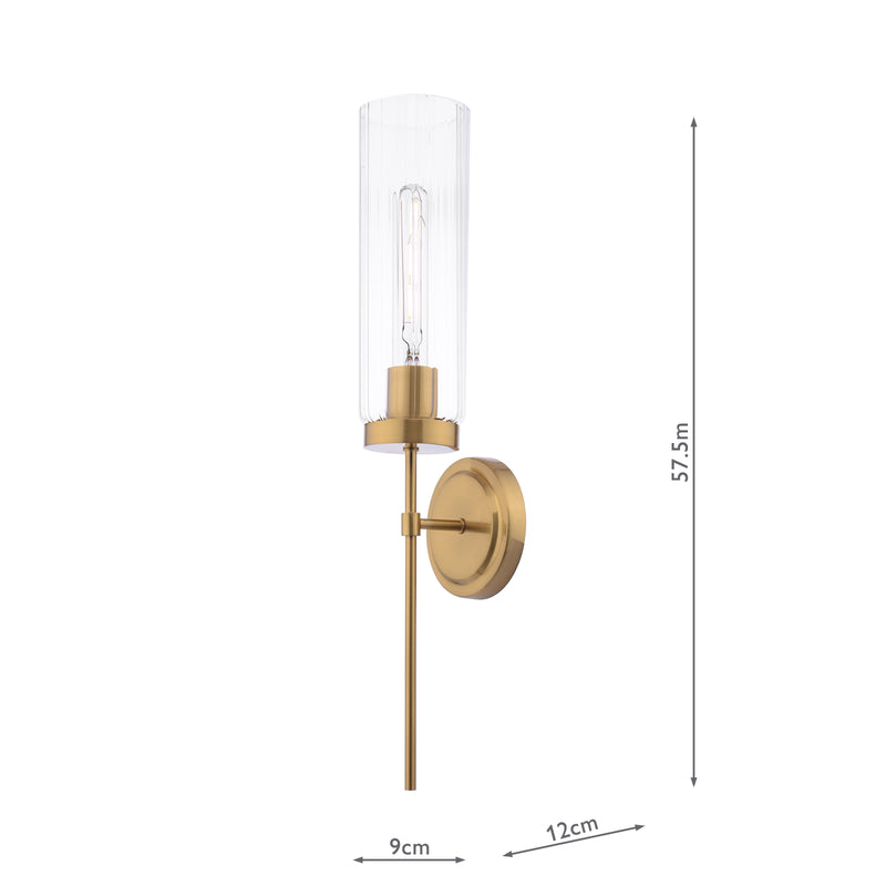 Dar Lighting Jodelle Wall Light Polished Bronze and Glass • JOD0763