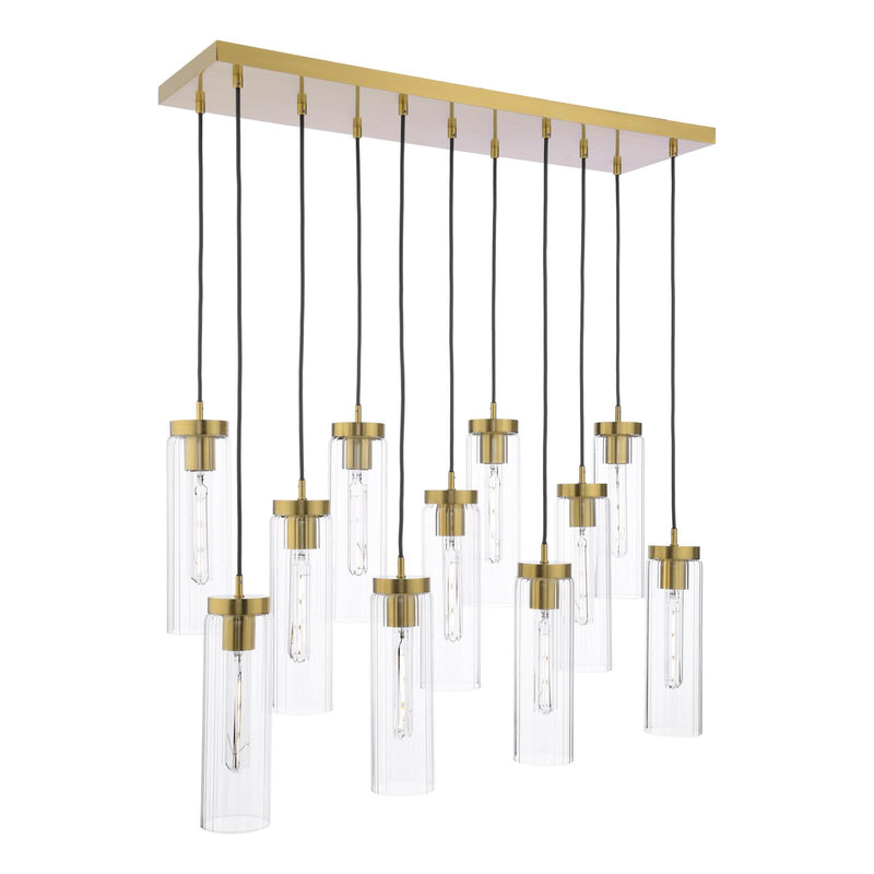 Dar Lighting Jodelle 11 Light Bar Pendant Polished Bronze and Glass • JOD4863