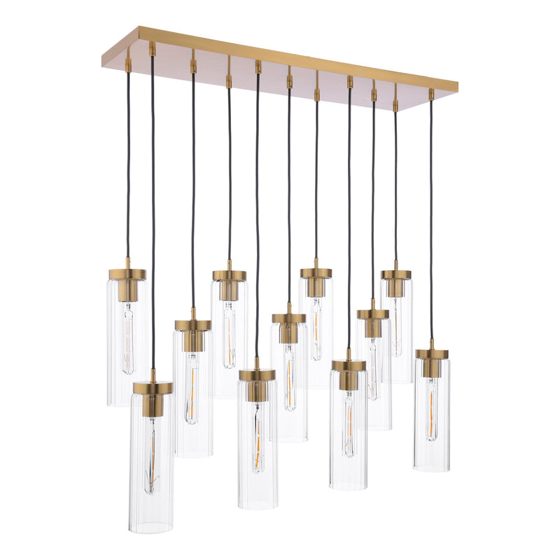 Dar Lighting Jodelle 11 Light Bar Pendant Polished Bronze and Glass • JOD4863
