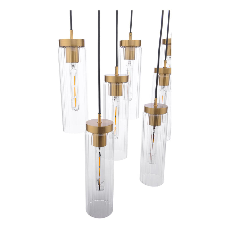 Dar Lighting Jodelle 11 Light Bar Pendant Polished Bronze and Glass • JOD4863