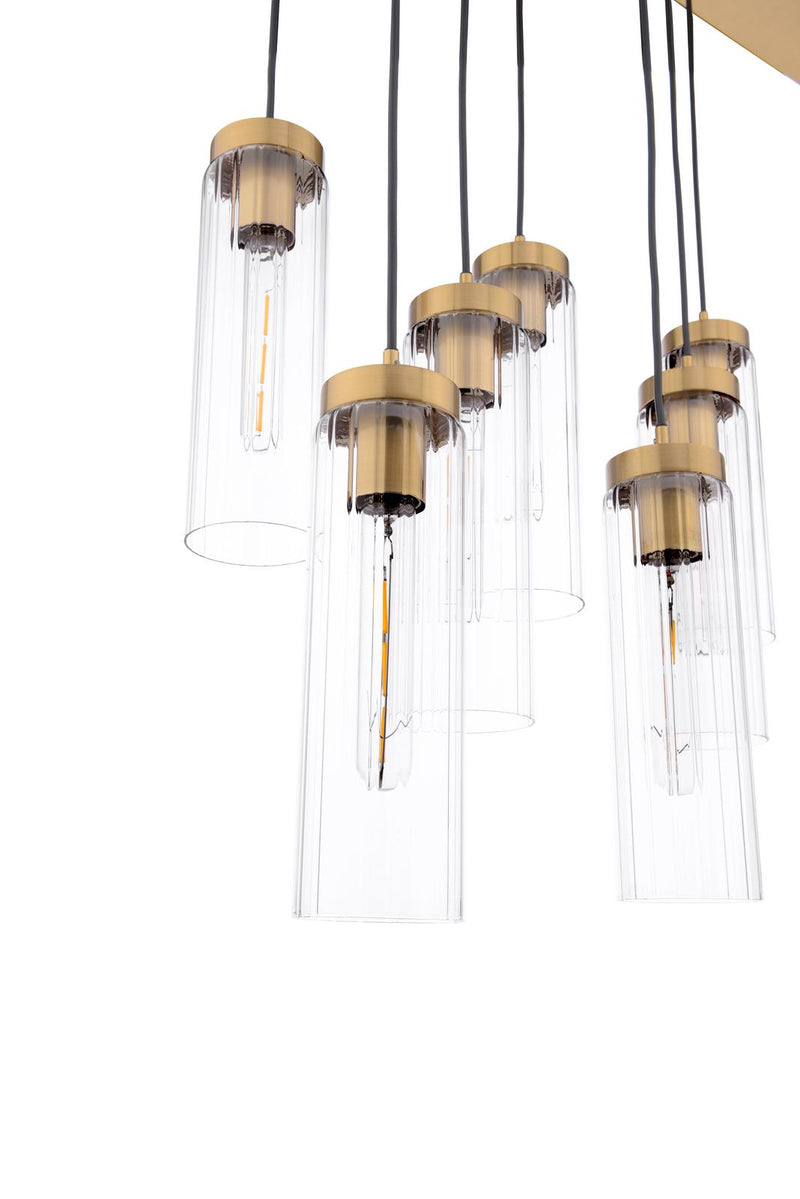 Dar Lighting Jodelle 11 Light Bar Pendant Polished Bronze and Glass • JOD4863