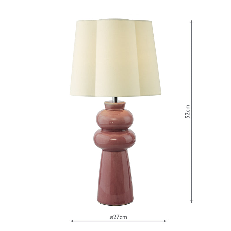 Dar Lighting Jordana Table Lamp Pink and Polished Chrome With Shade • JOR4203
