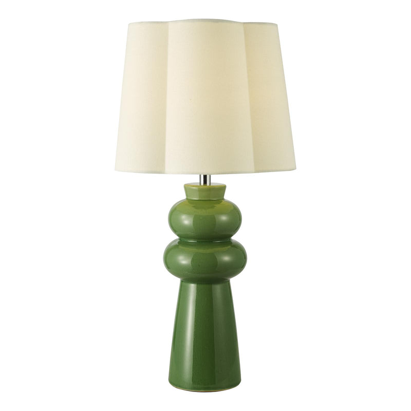 Dar Lighting Jordana Table Lamp Green and Polished Chrome With Shade • JOR4224