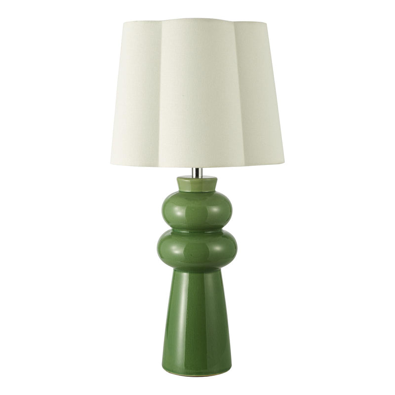 Dar Lighting Jordana Table Lamp Green and Polished Chrome With Shade • JOR4224
